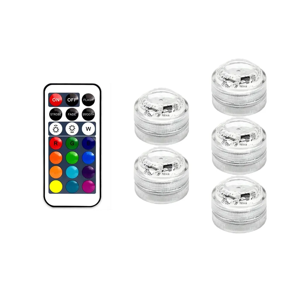 Zatapialne diody LED do akwarium z pilotem, podwodne światełka 5 light 1 control