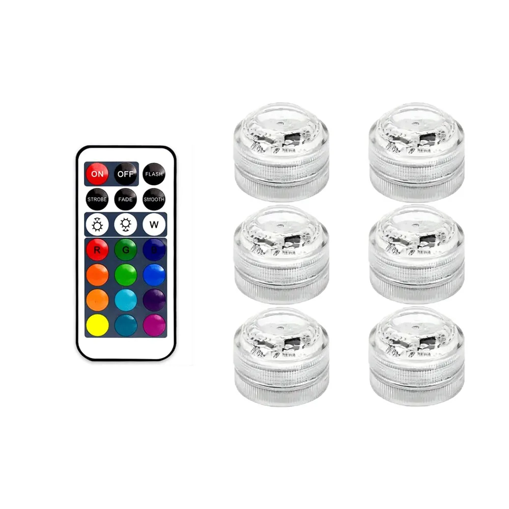 Zatapialne diody LED do akwarium z pilotem, podwodne światełka 6 light 1 control