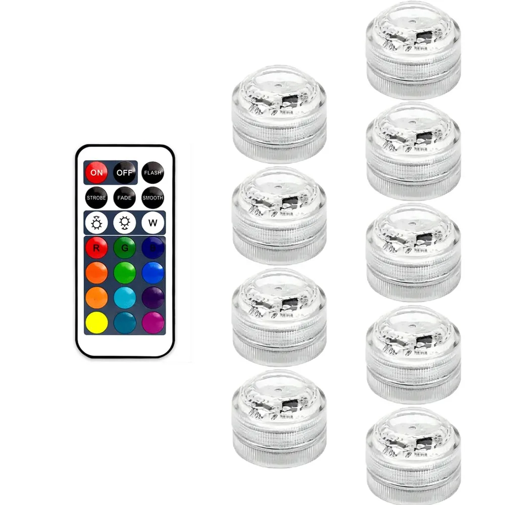 Zatapialne diody LED do akwarium z pilotem, podwodne światełka 9 light 1 control