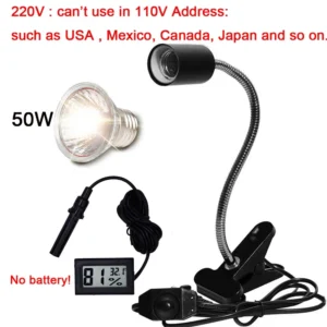 Zestaw lamp UVA UVB 3.0 z klipsem i uchwytem do terrarium gadów Czerwony